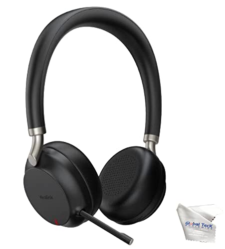 Yealink BH72 Bluetooth Headset Teams Version, USB-A, Black - GTW Bundle Yealink Wireless Headset with Global Teck Microfiber Cloth - Compatible for Office and Home Use - color: Black - No Charging Stand, size: MS Teams Version