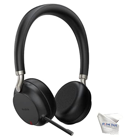 Yealink BH72 Bluetooth Headset Teams Version, USB-A, Black - GTW Bundle Yealink Wireless Headset with Global Teck Microfiber Cloth - Compatible for Office and Home Use - color: Black - No Charging Stand, size: MS Teams Version