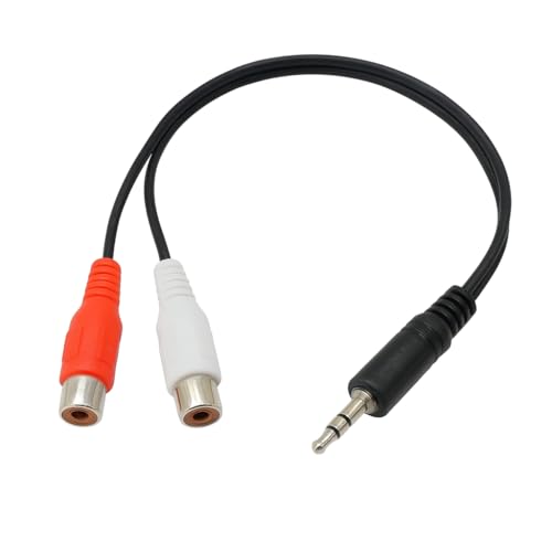 Black 3.5 mm to Dual RCA Audio Cable 1x Male to 2X RCA Female 1/8 Stereo Mini Jack Adapter Audio Plated Copper Shell Stereo Audio Adapter Cable, RCA Cables