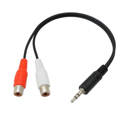 Black 3.5 mm to Dual RCA Audio Cable 1x Male to 2X RCA Female 1/8 Stereo Mini Jack Adapter Audio Plated Copper Shell Stereo Audio Adapter Cable, RCA Cables