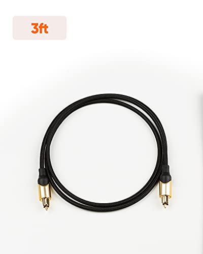 CableCreation 3FT Optical Audio Cable, Toslink Male to Male, Black & Gold, 24K Gold Plated Connectors, Compatible with Sound Bar, TV, PS4, Xbox, VD/CD Player, Blu-ray Player, Game Console - color: Black & Gold, size: 3Feet