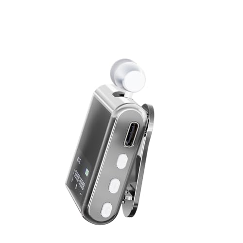 K89 Wireless Business Bluetooth Headset with LCD Display, Retractable Single Ear BT5.4 Earphone, Caller ID and Battery Level Indicator, Clip-On Hands-Free for Music, Driving, Sporting (Grey) - color: Grey