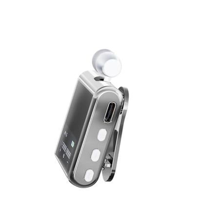 K89 Wireless Business Bluetooth Headset with LCD Display, Retractable Single Ear BT5.4 Earphone, Caller ID and Battery Level Indicator, Clip-On Hands-Free for Music, Driving, Sporting (Grey) - color: Grey