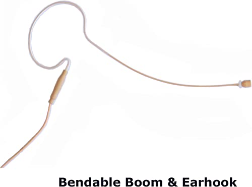 Mini Headset Microphone for Shure Wireless, Cocoa | Replacement Earhook Mic, Windscreens Included, Clip Included - color: Cocoa