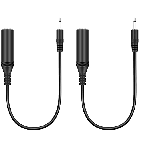 2 Pack 3.5mm 1/8" TS Mono Male to 6.35mm 1/4" Mono Female Adapter Audio Cable Cord