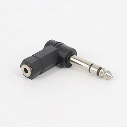 6.35mm 1/4In TRS to 3.5mm Right Angle Stereo Adapter 90Degree2Pcs | 3 Pole Male to 3.5mm Female Stereo AUX Headphone Audio Right Angle Converter Connector