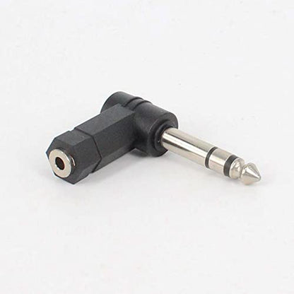 6.35mm 1/4In TRS to 3.5mm Right Angle Stereo Adapter 90Degree2Pcs | 3 Pole Male to 3.5mm Female Stereo AUX Headphone Audio Right Angle Converter Connector