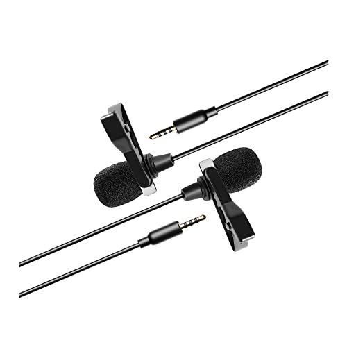 Knox Gear Omnidirectional Lavalier Microphone Multi-Pack | Hands-free clip-on design, works with most cameras and recorders, smartphones may require an adapter, (2 items)