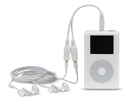 Belkin AUX Audio Cable Splitter, 3.5mm, White | Splits one audio source to two headphones, compatible with phones, tablets, laptops, and MP3 players - color: White, size: Standard