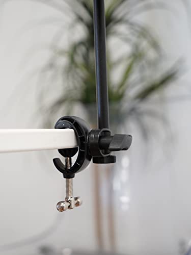 Rockville RDMS70 Kick Drum Desktop Mic Stand Bundle with iStand 44 Mount | Adjustable Height, Steel Round Base, 13.8" Boom Arm, Tablet/Smartphone Clamp, 360 Swivel, 2-Items