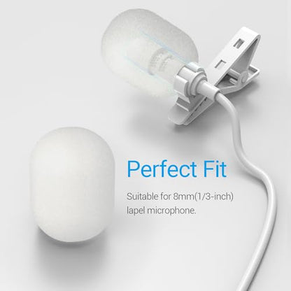 Foam Cover for Lavalier Lapel Microphone, Windscreen for Mini Clip-On Lav MIC, Foam Cover, 10-Pack, White - color: Foam Cover, 10-Pack, White