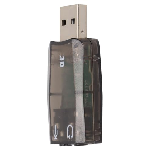 Stereo Virtual 5.1 Channel USB 2.0 Pure Digital Sound Card with 3.5mm Headphone Microphone Jacks External Sound Adapter for Windows PC