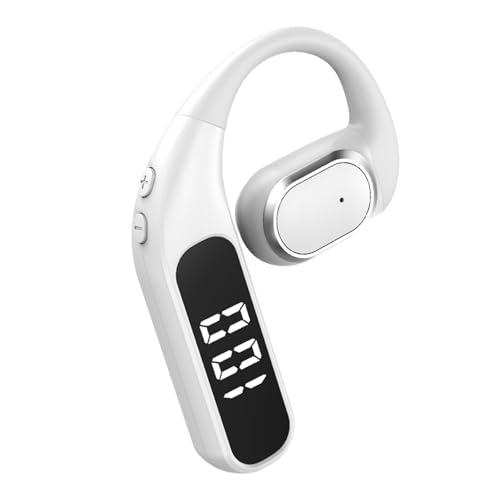 Single Earbud Bluetooth Trucker Headset Wireless Earpiece for Driving | One Ear Earbuds Bluetooth Open Ear Earphone Running Sports Headphones with Ear Hook Trucker Blue Tooth Headset for Business - color: White