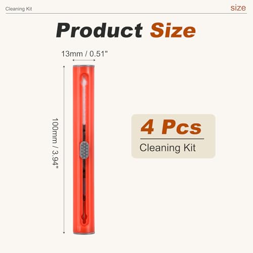 4PCS Earphone Cleaner Kit - Ultra Portable Multi-Function Cleaner Kit Soft Brush for Bluetooth Earphones Case Cleaning Tools, Red - color: Red