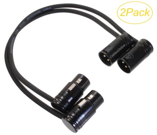 CablesOnline, 2-Pack 1ft. Low-Profile Slim Right-Angle 3-Pin XLR Male to Female Adjustable-Angle Microphone Cable, X3-0001-2