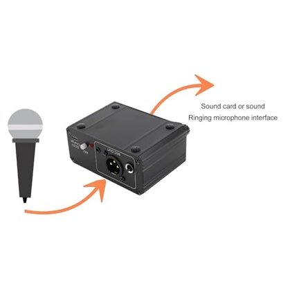 Microphone Preamp, Microphone Preamplifier Mic Preamp for Vocal, 48V Power XLR Output Mic Preamplifier for Dynamic and Condenser Microphones Booster