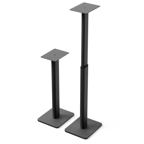 Kanto SPH Adjustable Height Bookshelf Speaker Stands, Pair | Heavy Duty Steel Floor Speaker Stands 24 to 42 in | Holds 30 lb | Internal Cable Management | Reduced Vibration | Carpet Spikes | Black - color: Black, size: Height Adjustable