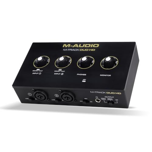 M-AUDIO M-Track Duo HD Recording Studio Pack | 2 XLR/TRS Inputs, 2 TRS Outputs, 24-Bit/192kHz, Condenser Microphone, Studio Headphones, for Creators and Podcasts - size: HD Pack Audio Interface, style: HD Producer Pack