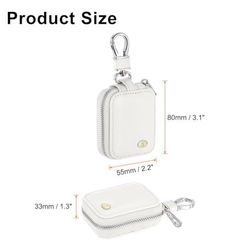 HARFINGTON Earbuds Cases, Earphone Case Holder, PU Leather Ear Buds Case Zipper Organizer Small with Mesh Pocket for USB Cable, Wireless Wired Earphones, White - color: White