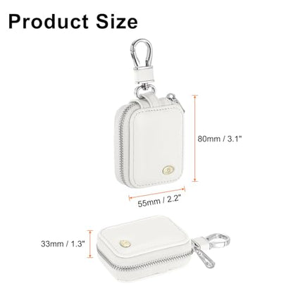 HARFINGTON Earbuds Cases, Earphone Case Holder, PU Leather Ear Buds Case Zipper Organizer Small with Mesh Pocket for USB Cable, Wireless Wired Earphones, White - color: White