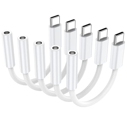 5 Pack USB C to 3.5mm Audio Headphone Adapter, Type C to Headphone Aux Jack Dongle Compatible with iPhone 17/16/15, iPad Pro, Samsung Galaxy S25 S24 S23 Ultra, Pixel 10/9/8 - size: 5 Pack
