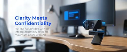 1080P HD Webcam with Privacy Cover USB Plug and Play Computer Camera with Dual Mic Desktop Cam for Video Calling Streaming - size: 1080P One size fits all