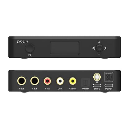 TOPPING D50 III Desktop HiFi DAC & Preamplifier, Dual ES9039Q2M, Bluetooth 5.1, Hi-Res Audio, DSD512/PCM768kHz Support, RCA/TRS Outputs, Includes 12V Trigger and Remote Control (Black) - color: Black