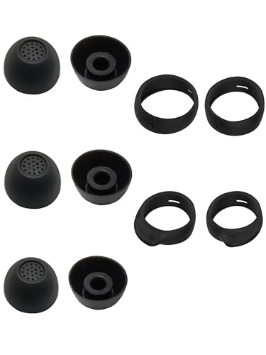 Ear Tips for Samsung Galaxy Buds FE Earbud Accessories, Replacement Silicone Ear Tips and Wings, 3 Pairs, Black