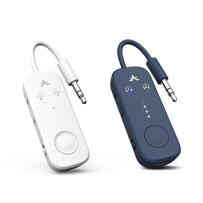 Avantree Relay - 2 Pack of Airplane Bluetooth 5.3 Adapter, Supports 2 AirPods or Headphones with aptX Adaptive & Low Latency, 3.5mm AUX Jack Wireless Audio Transmitter for Planes, Airline, Travel, TV