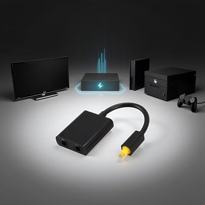 Black Digital SPDIF Optical Audio Splitter 2 Way Toslink Splitter Adapter 1 Input 2 Output SPDIF Optical Cable Hub Satellite Television Products Part