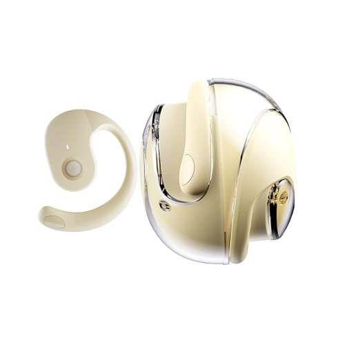 Open Ear Headphones Wireless Bluetooth 5.4, Air Conduction Wireless Bluetooth Earphone, OWS Hanging Earphones with Earhooks and Mic, Open Ear Earbuds IPX5 Waterproof for Sports Gaming Driving(Khaki) - color: Khaki