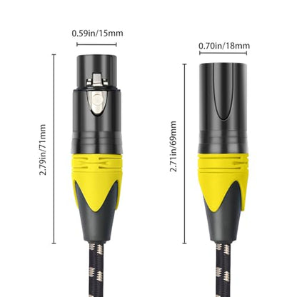 XLR Cable 25ft 4 Packs - Premium Balanced Microphone Cable with 3-Pin XLR Male to Female Mic Speaker Cable, Black and White Grid Layer, Pure Copper and Plated Conductors - color: Black White Grid, size: 25 FT, 4Packs