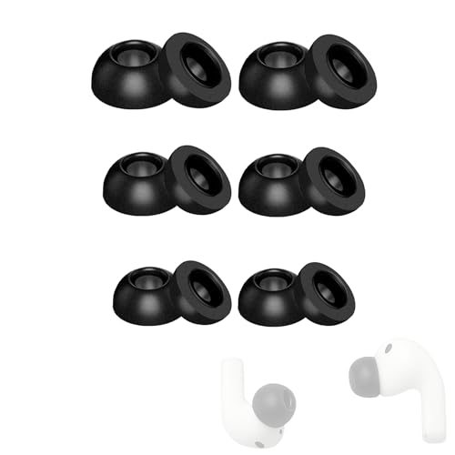 Replacement Memory Foam Ear Tips for Apple AirPods Pro 3 (2025 3rd Gen) - Anti-Slip Earbud Tips for Airpod Pro Ear Tip Replacement with Wax Guard (Black, S/M/L (2 Pairs Each)) - size: S / M / L (2 Pairs Each)
