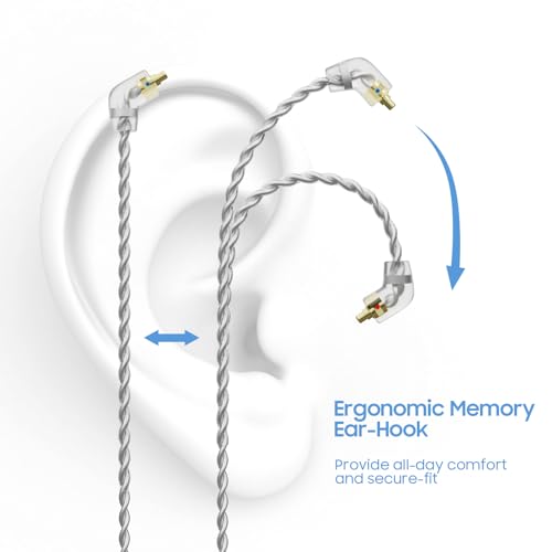 BASN IEM Earphone Cable,1.5m Wired Detachable MMCX Connector in Ear Monitor Cable for BASN Bsinger, Bmaster, MMCX Series (SC100-MMCX-White) - color: SC White