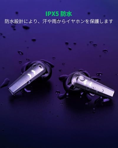 Black Shark Wireless Gaming Earbuds with Charging Case, Hi-Fi Stereo Bluetooth Game Earphones with Noise Cancelling Microphone, IPX5 Waterproof Premium Deep Bass for iPhone Android Sport Workout Music