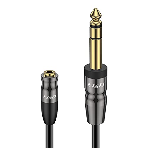 J&D 1/4 inch to 3.5mm Headphone Adapter, Heavy Duty Copper Shell Connecter Joint 3.5mm 1/8 inch Female TRS to 6.35mm Male TRS Stereo Audio Extension Cable, 6 Feet - size: 6 Feet