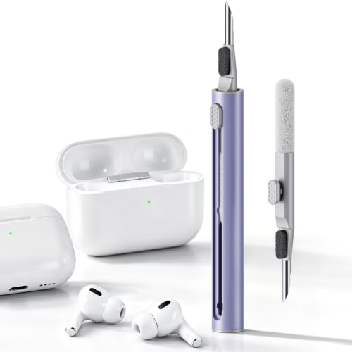 Hyashee Cleaner Kit for Airpods Pro 1 2 3 Multi-Function Cleaning Pen with Soft Brush Flocking Sponge for Bluetooth Earphones Case Cleaning Tools (Lavender Purple) - color: Lavender Purple