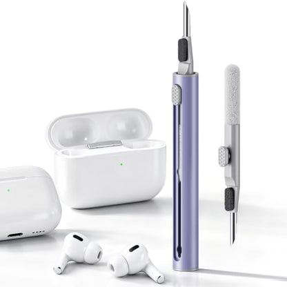 Hyashee Cleaner Kit for Airpods Pro 1 2 3 Multi-Function Cleaning Pen with Soft Brush Flocking Sponge for Bluetooth Earphones Case Cleaning Tools (Lavender Purple) - color: Lavender Purple