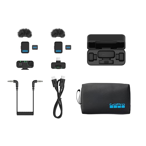 GoPro Wireless Mic Complete Kit (2 TX, 2 RX, Charging Case) - for GoPro/Camera/iPhone/Android, Ultra-Compact, Noise Reduction, Gain Control, Vlogging
