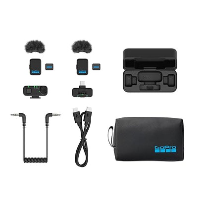GoPro Wireless Mic Complete Kit (2 TX, 2 RX, Charging Case) - for GoPro/Camera/iPhone/Android, Ultra-Compact, Noise Reduction, Gain Control, Vlogging