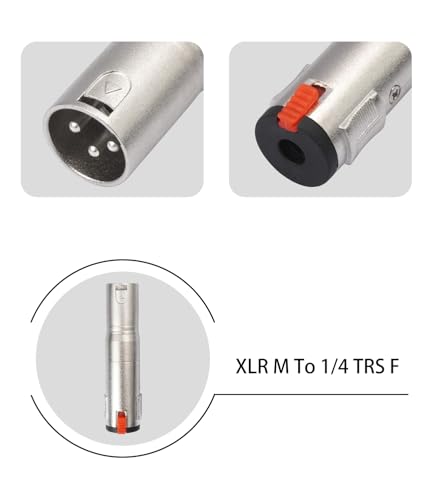 Lockable 1/4 TRS Female to 3Pin XLR Male Audio Adapter, Balance 6.35mm to XLR Adapter for Microphones, Mixing Consoles, and Power amplifiers-2 Pack - color: silver