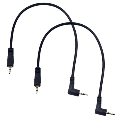 12 inch 2.5mm TRRS Audio Cable, 2 Pack, Straight to 90 Degree Angle Male Jack AUX Cord, Gold Plated Pure Copper