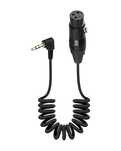 GELRHONR Right Angle 3.5mm to 3 pin XLR Female Coiled Cable 1.6FT, XLR to 1/8 Inch TRS Audio Microphone Cable(Female Black) - color: XLR Female Black
