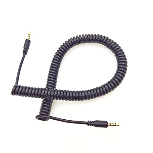 Seadream Auxiliary 3.5mm Coiled TRRS Audio & Microphone Cable Coiled TRRS 3.5mm Audio Cable;4Pole 3.5mm TRRS Male to Male Coiled Aux Cord Cable 3M