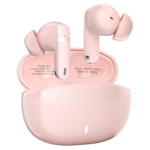 Wireless Earbuds, 100H Bluetooth 5.4 Headphones, ENC+ ANC Noise Cancelling Touch Control True Wireless Bluetooth Ear Buds,Stereo Deep Bass Bluetooth Headset for Sports/Workout/Gym(Pink) - color: Pink