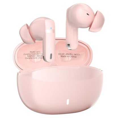 Wireless Earbuds, 100H Bluetooth 5.4 Headphones, ENC+ ANC Noise Cancelling Touch Control True Wireless Bluetooth Ear Buds,Stereo Deep Bass Bluetooth Headset for Sports/Workout/Gym(Pink) - color: Pink