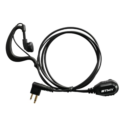 ETMY G Shape Earhook Headset with Mic - 2 Pack, 2 Pin Earpiece Compatible with Motorola Walkie Talkies CP200D CP185 CP200 CLS1410 CLS1110 BPR40 BPR40D RDU4100 RMU2040 and More Radios