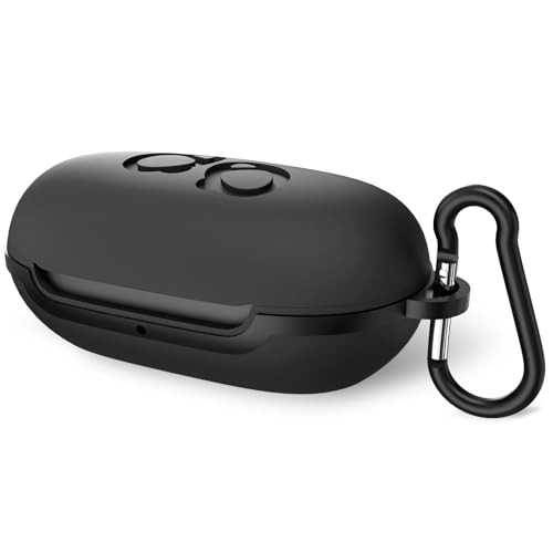 Geekria Silicone Case Cover Compatible with Samsung Galaxy Buds+ True Wireless Earbuds, Protective Carrying Case with Keychain Hook, Charging Port Accessible (Black)