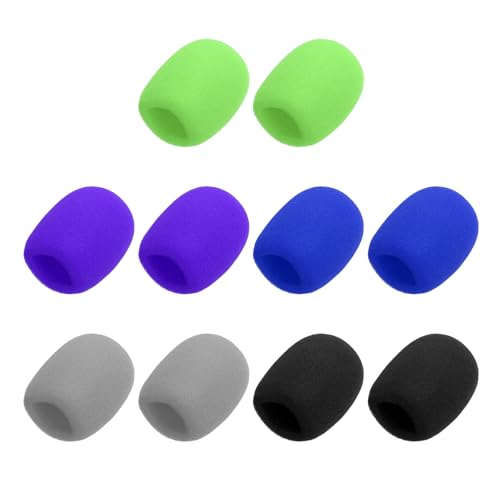MECCANIXITY 10pcs Microphone Foam Covers, 40mm (1.57") ID 10mm (0.39") Thickness Microphone Windscreen Foam Cover for Most Handheld Microphones, Blue, Purple, Green, Gray, Black - color: Blue, Purple, Green, Gray, Black