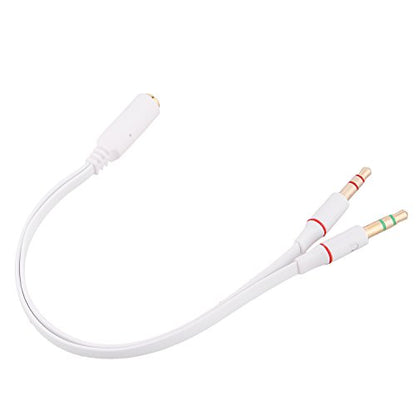 2 in 1 Combo Transducer Headphone Audio Cable Audio Line 3.5mm Audio Splitter Adapter for Microphone Earphone (White) - color: White